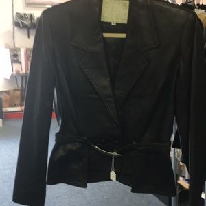 Charles Chang-Lama  black leather jacket